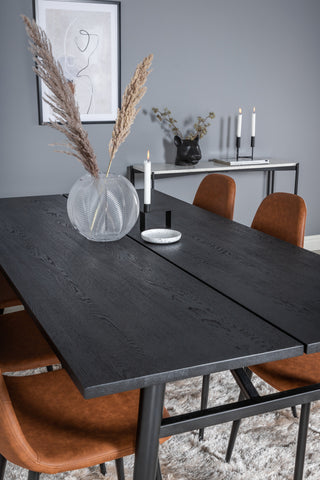 Venture Home Elegant förlängningsbord Svart Borstad - 195*95+Polar Matstol - Brun / Svart _6