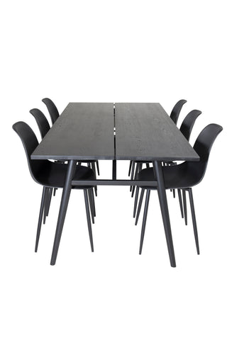Venture Home Elegant förlängningsbord Svart Borstad - 195*95+Matstol i Polar Plast - Svarta Ben / Svart Plast_6