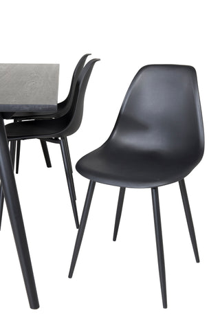 Venture Home Elegant förlängningsbord Svart Borstad - 195*95+Matstol i Polar Plast - Svarta Ben / Svart Plast_6