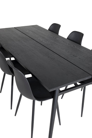 Venture Home Elegant förlängningsbord Svart Borstad - 195*95+Matstol i Polar Plast - Svarta Ben / Svart Plast_6