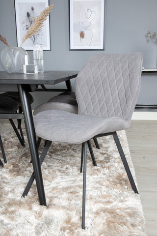 Venture Home Elegant förlängningsbord Svart Borstad - 195*95+Gemma Matstol - Svarta Ben - Grå Tyg_6
