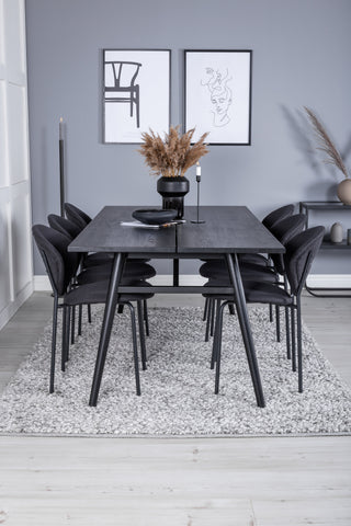 Venture Home Elegant förlängningsbord Svart Borstad - 195*95+Vault Dining Chair - Svarta Ben - Svart Tyg_6