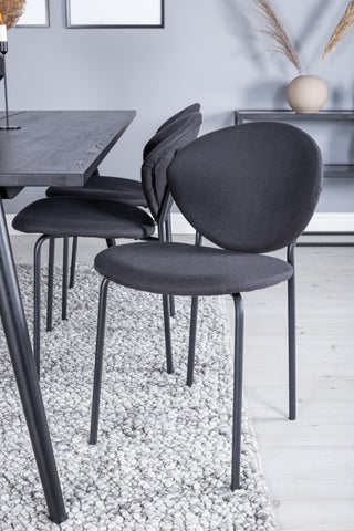 Venture Home Elegant förlängningsbord Svart Borstad - 195*95+Vault Dining Chair - Svarta Ben - Svart Tyg_6