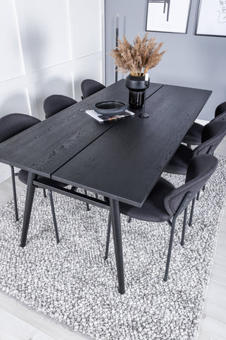 Venture Home Elegant förlängningsbord Svart Borstad - 195*95+Vault Dining Chair - Svarta Ben - Svart Tyg_6