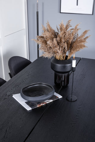 Venture Home Elegant förlängningsbord Svart Borstad - 195*95+Vault Dining Chair - Svarta Ben - Svart Tyg_6