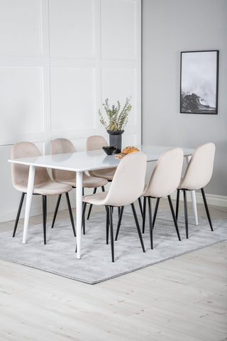 Venture Home Polar Matbord 180 cm - Vit skiva / White Ben+Polar Dining Chair- Svarta ben / Beige Velvet (ersätter 19902-880)_6