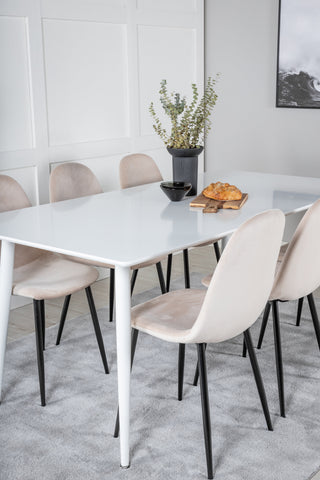 Venture Home Polar Matbord 180 cm - Vit skiva / White Ben+Polar Dining Chair- Svarta ben / Beige Velvet (ersätter 19902-880)_6