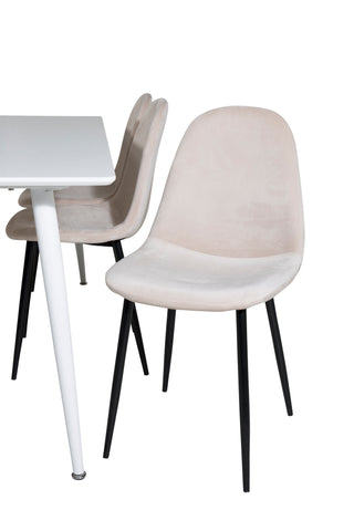 Venture Home Polar Matbord 180 cm - Vit skiva / White Ben+Polar Dining Chair- Svarta ben / Beige Velvet (ersätter 19902-880)_6