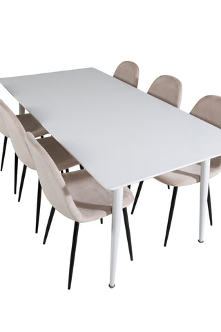 Venture Home Polar Matbord 180 cm - Vit skiva / White Ben+Polar Dining Chair- Svarta ben / Beige Velvet (ersätter 19902-880)_6