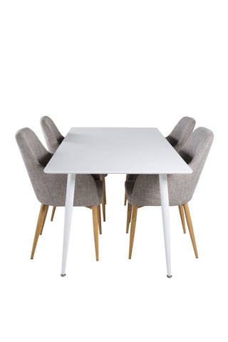 Polar Matbord 180 cm - Vit skiva / Vita Ben +Comfort - Matstol - Ek/Ljusgrå _4