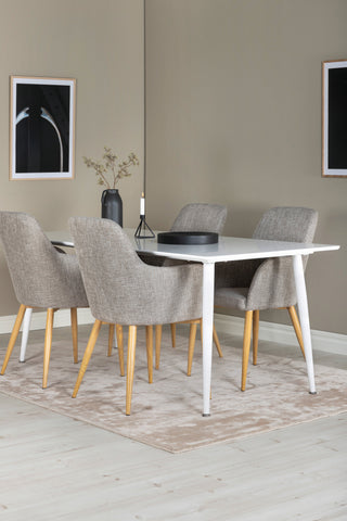 Polar Matbord 180 cm - Vit skiva / Vita Ben +Comfort - Matstol - Ek/Ljusgrå _4