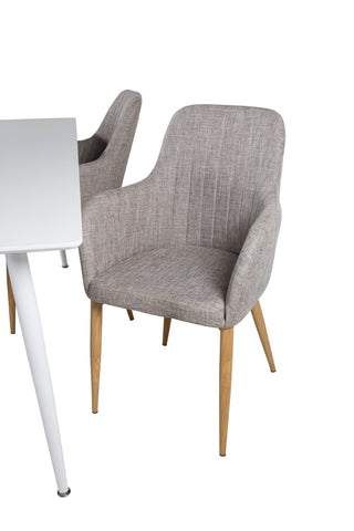 Polar Matbord 180 cm - Vit skiva / Vita Ben +Comfort - Matstol - Ek/Ljusgrå _4