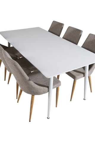 Venture Home Polar Matbord 180 cm - Vit skiva / Vita Ben +Leone - Matstol - Ek/Ljusgrå _6