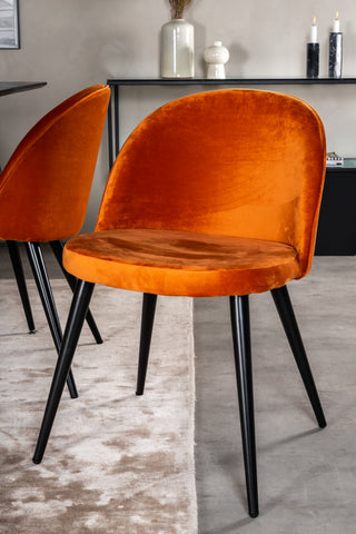 Silar förlängningsbord - svart melamin / svarta ben + matstol i sammet - Orange / Svart_4