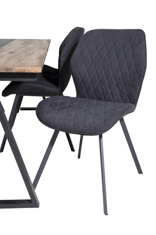 Venture Home Jakarta matbord. 200*90*H75 - Mörk Teak / Svart+Gemma Matstol - Svarta Ben - Svart Tyg_6