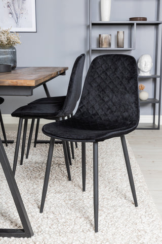 Venture Home Jakarta matbord. 200*90*H75 - Mörk Teak / Svart+Polar Diamond Matstol - Svarta Ben - Black Velvet_6