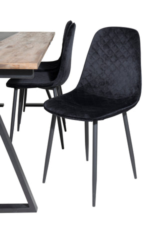 Venture Home Jakarta matbord. 200*90*H75 - Mörk Teak / Svart+Polar Diamond Matstol - Svarta Ben - Black Velvet_6