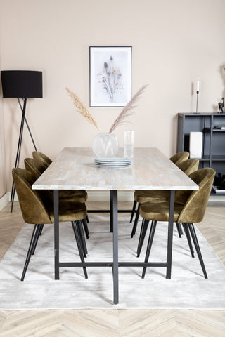 Venture Home Jepara Matbord - 250*100*H76 - Grå /Svart+Velvet Dining Chiar - Svarta ben - Dusty Green Velvet_6