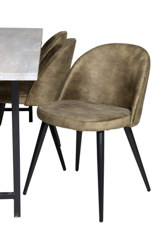 Venture Home Jepara Matbord - 250*100*H76 - Grå /Svart+Velvet Dining Chiar - Svarta ben - Dusty Green Velvet_6