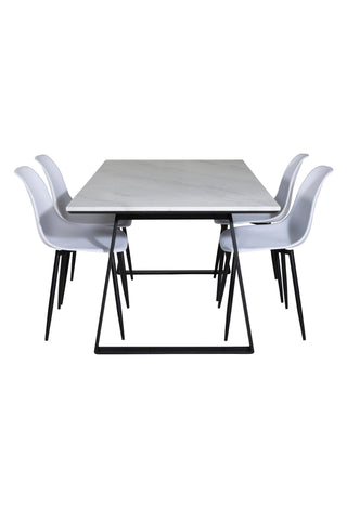 Estelle Matbord 140*90 - Vit / Svart+Polar Plast Matstol - Svarta Ben / Vit Plast_4