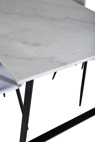 Estelle Matbord 140*90 - Vit / Svart+Polar Plast Matstol - Svarta Ben / Vit Plast_4