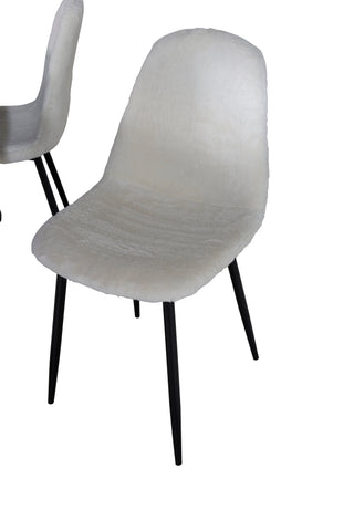 Estelle Matbord 140*90 - Vit / Svart+Polar Fluff Matstol - Svarta Ben - Vit Teddy _4