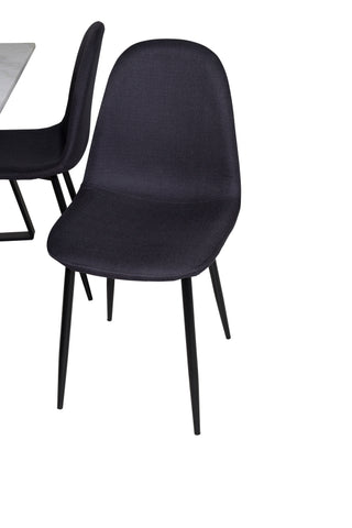 Estelle Matbord 140*90 - Vit / Svart+Polar Matstol - Svarta Ben - Svart Tyg_4