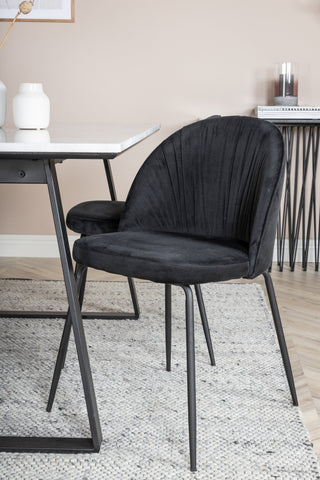 Estelle Matbord 140*90 - Vit / Svart+Wrinkles Matstol - Svarta Ben - Black Velvet_4