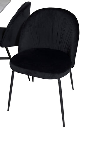 Estelle Matbord 140*90 - Vit / Svart+Wrinkles Matstol - Svarta Ben - Black Velvet_4