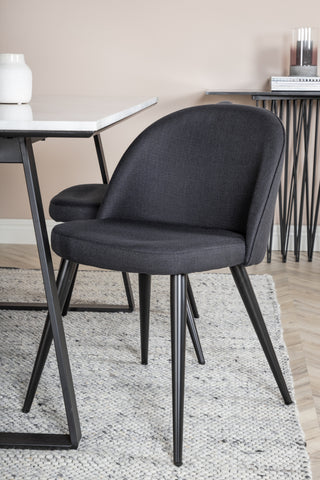 Estelle Matbord 140*90 - Vit / Svart+Velvet Dining Chiar - Svarta ben- Svart Tyg_4