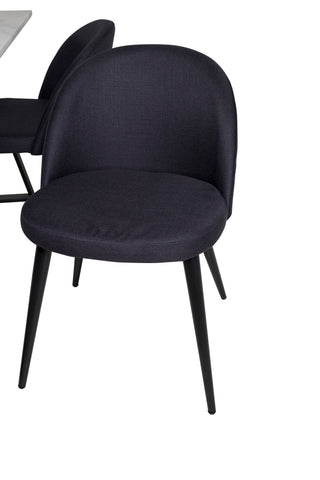 Estelle Matbord 140*90 - Vit / Svart+Velvet Dining Chiar - Svarta ben- Svart Tyg_4