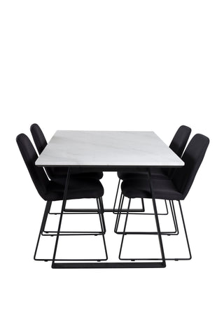 Estelle Matbord 140*90 - Vit / Svart+Muce Matstol - Svarta Ben - Svart Tyg_4