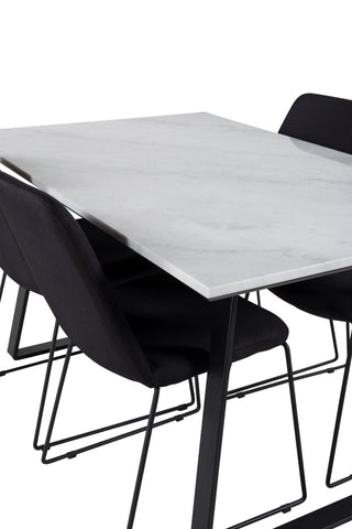Estelle Matbord 140*90 - Vit / Svart+Muce Matstol - Svarta Ben - Svart Tyg_4