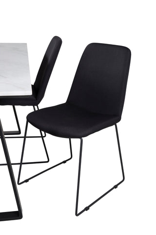 Estelle Matbord 140*90 - Vit / Svart+Muce Matstol - Svarta Ben - Svart Tyg_4