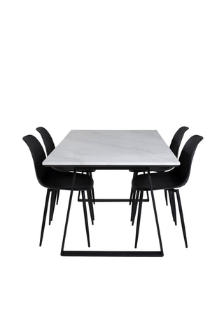 Estelle Matbord 140*90 - Vit / Svart+Polar Plast Matstol - Svarta Ben / Svart Plast_4