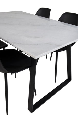 Estelle Matbord 140*90 - Vit / Svart+Polar Plast Matstol - Svarta Ben / Svart Plast_4