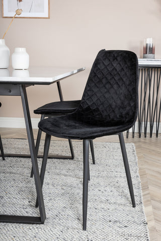 Estelle Matbord 140*90 - Vit / Svart+Polar Diamond Matstol - Svarta Ben - Black Velvet_4