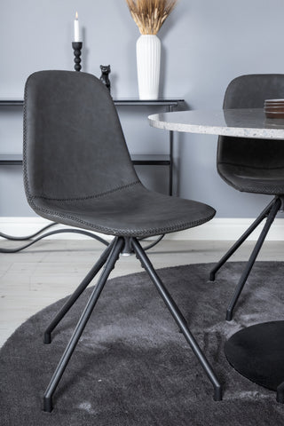 Razzia Matbord ø106cm - Grå / Svart+Polar Matstol med Spin funktion - svarta Ben - Svart PU - Svarta stygn_4