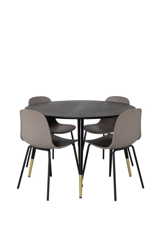 Dipp Matbord - 115cm - Svart / Svart Mässing+Arctic Dining Chair - Svarta Ben - Khaki Plastic_4
