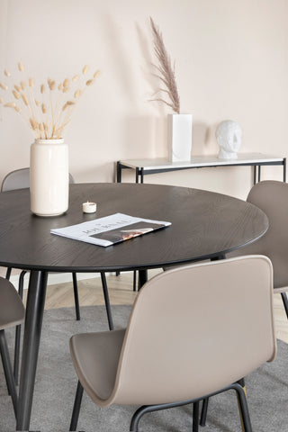 Dipp Matbord - 115cm - Svart / Svart Mässing+Arctic Dining Chair - Svarta Ben - Khaki Plastic_4