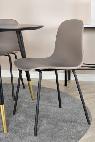 Dipp Matbord - 115cm - Svart / Svart Mässing+Arctic Dining Chair - Svarta Ben - Khaki Plastic_4