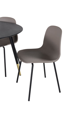 Dipp Matbord - 115cm - Svart / Svart Mässing+Arctic Dining Chair - Svarta Ben - Khaki Plastic_4