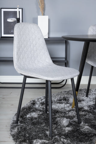 Dipp Matbord - 115cm - Svart / Svart Mässing+Polar Diamond Matstol - Svarta Ben - Grå Tyg_4