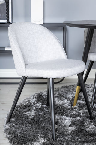 Dipp Matbord - 115cm - Svart / Svart Mässing+Velvet Dining Chiar - Svarta ben - Light GreyFabric_4
