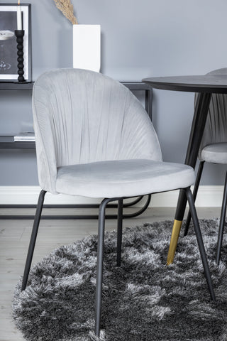 Dipp Matbord - 115cm - Svart / Svart Mässing+Wrinkles Matstol - Svarta Ben - Grey Velvet_4