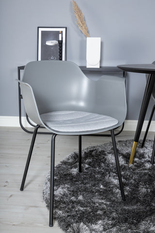 Dipp Matbord - 115cm - Svart / Svart Mässing+Komfort Plast Matstol - Svarta Ben - Grå Plast_4