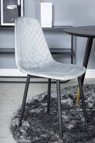 Dipp Matbord - 115cm - Svart / Svart Mässing+Polar Diamond Matstol - Svarta Ben - Grå sammet_4