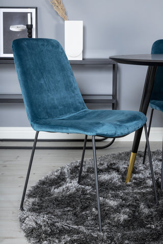 Dipp Matbord - 115cm - Svart / Svart Mässing+Muce Matstol - Svarta Ben - Blue Velvet_4