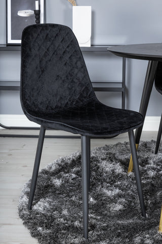 Dipp Matbord - 115cm - Svart / Svart Mässing+Polar Diamond Matstol - Svarta Ben - Svart Sammet_4