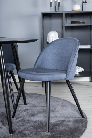 Dipp Matbord - 115cm - Svart faner / Helsvarta ben + Velvet Dining Chiar - Svarta ben - Blue Fabric_4